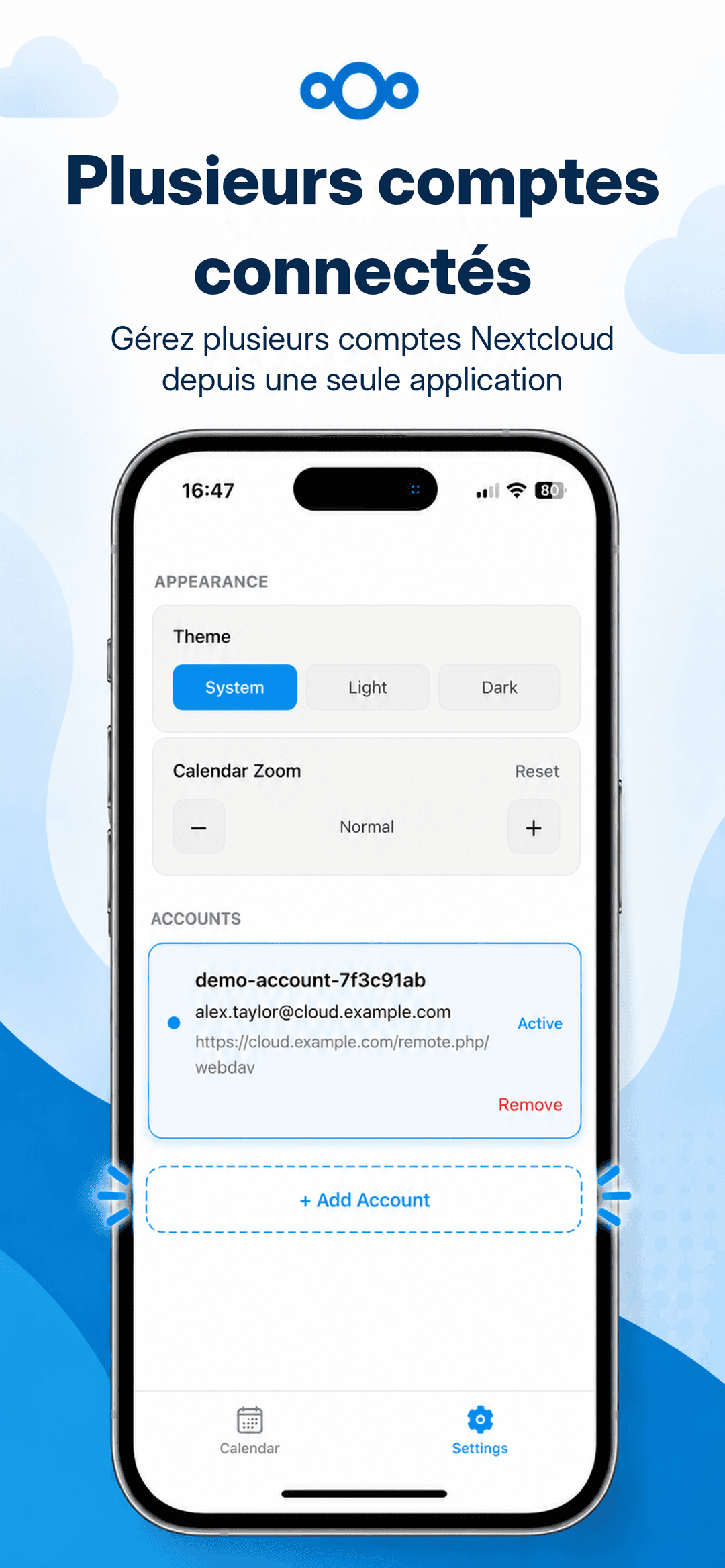 Nextcloud Calendar Mobile - Comptes Nextcloud multiples