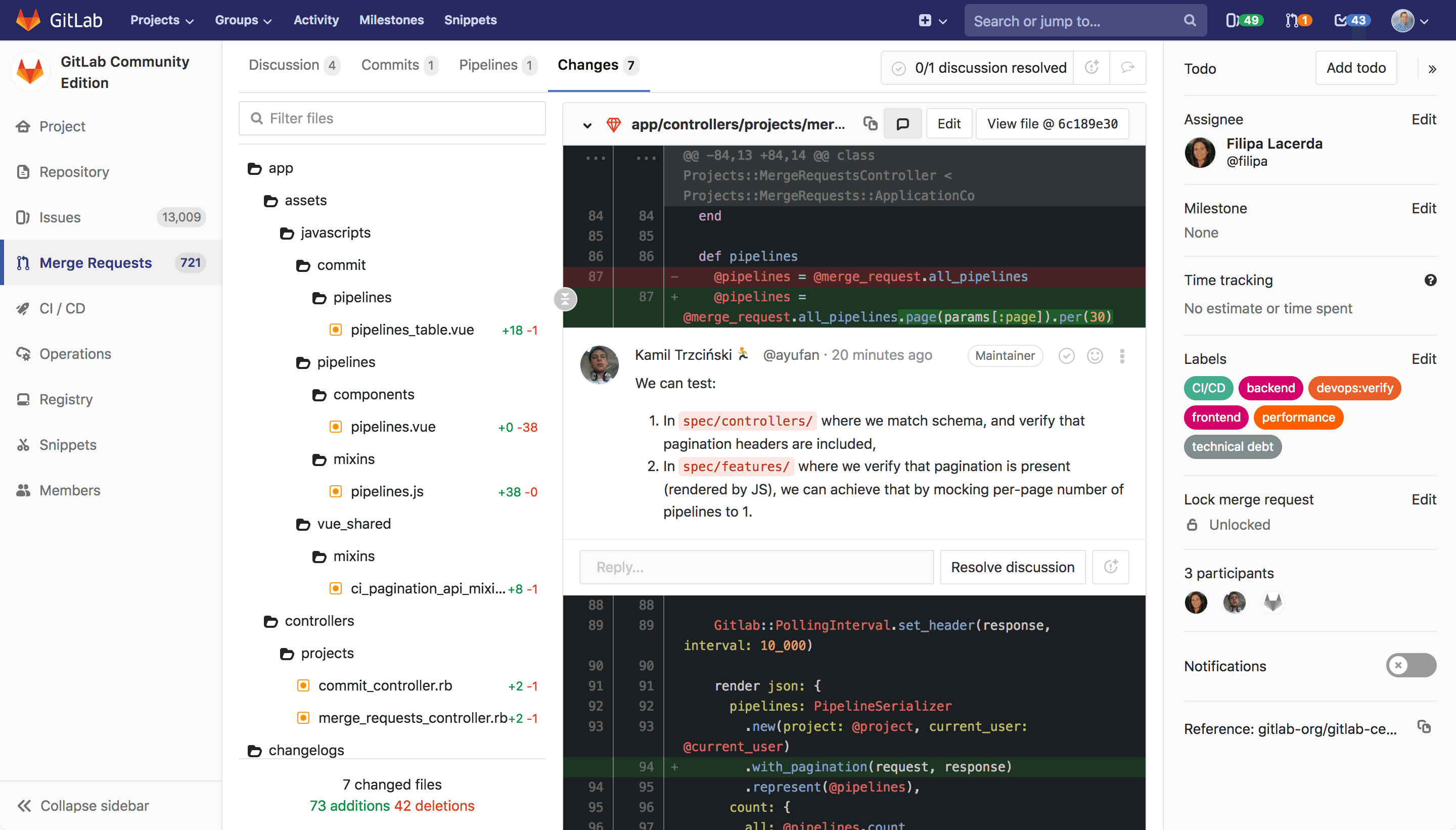 GitLab diff view