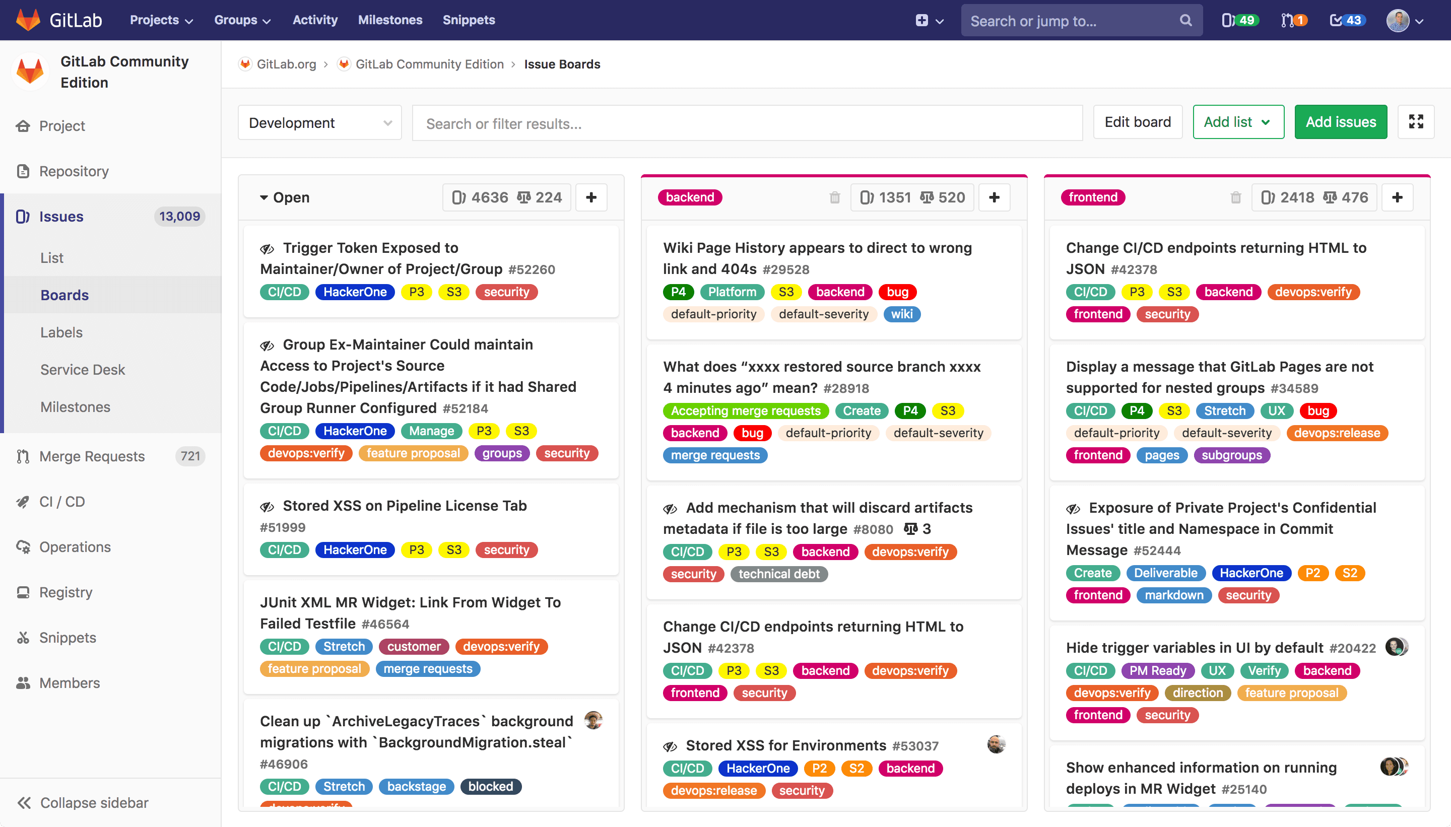 GitLab issue board