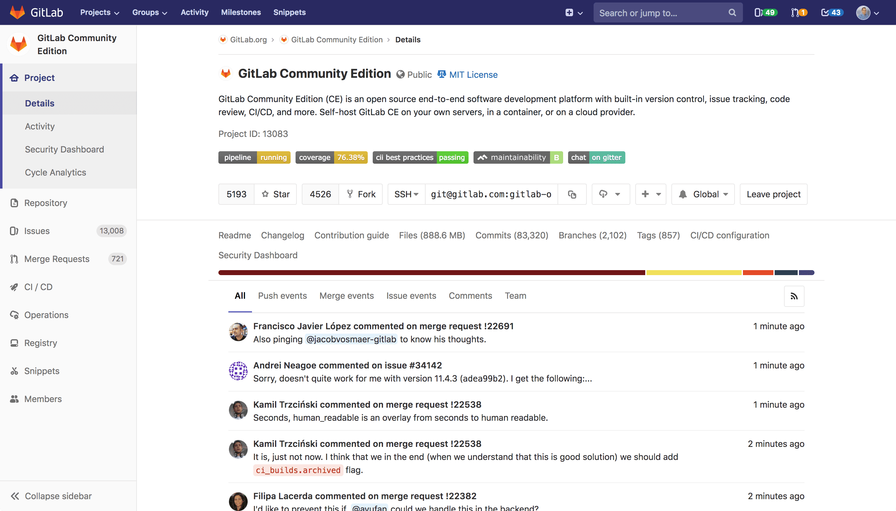 GitLab project view