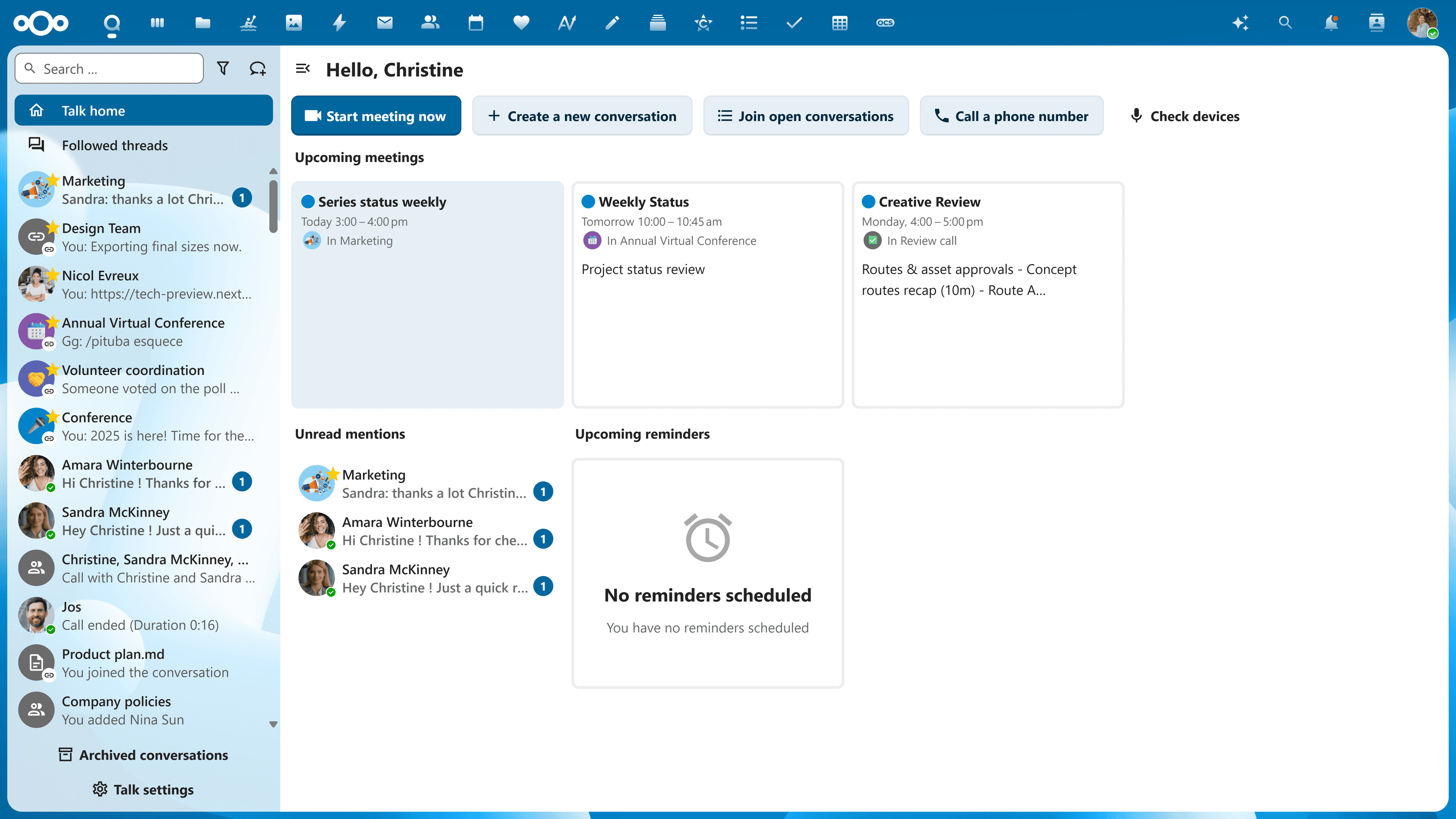 Nextcloud Talk Dashboard