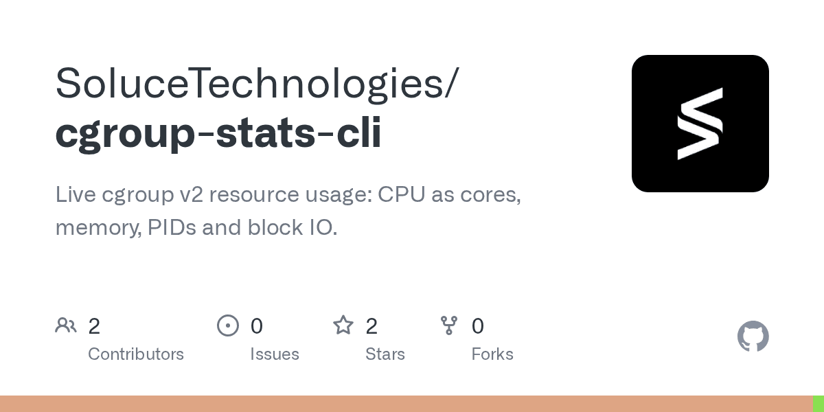 Aperçu GitHub du dépôt cgroup-stats