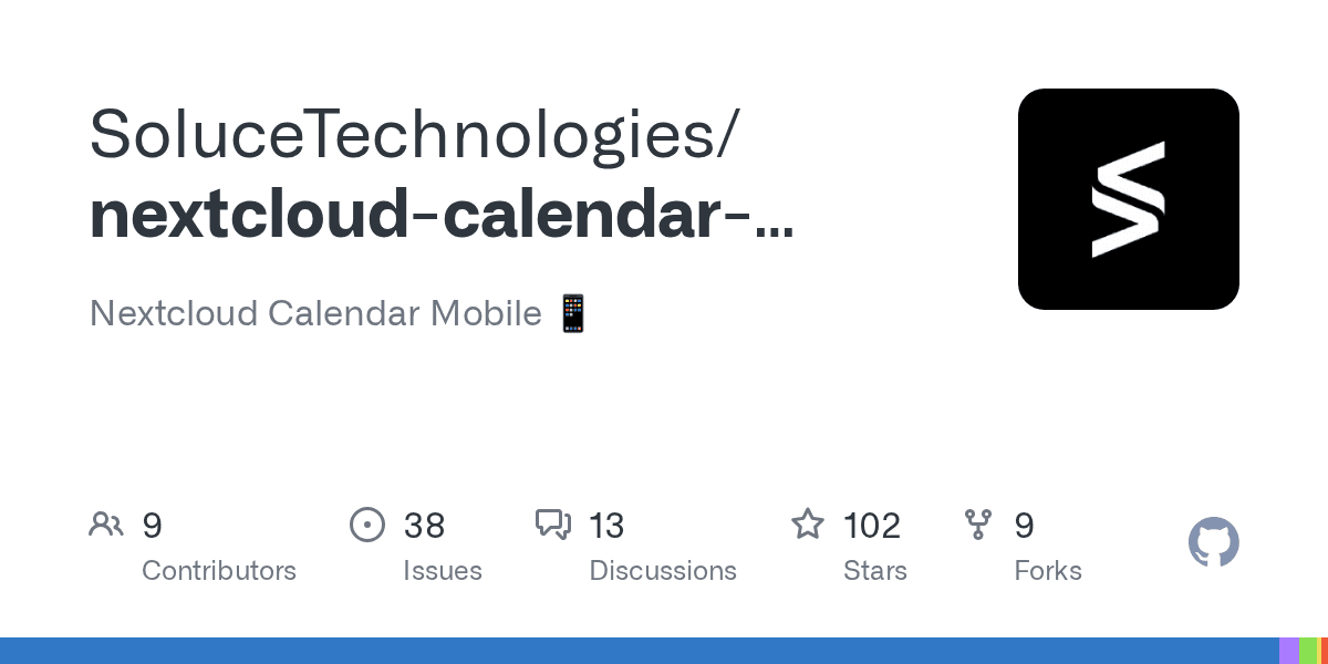 Aperçu GitHub du dépôt Nextcloud Calendar Mobile