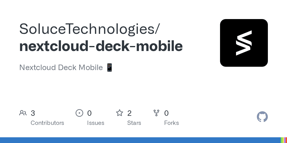 Aperçu GitHub du dépôt Nextcloud Deck Mobile