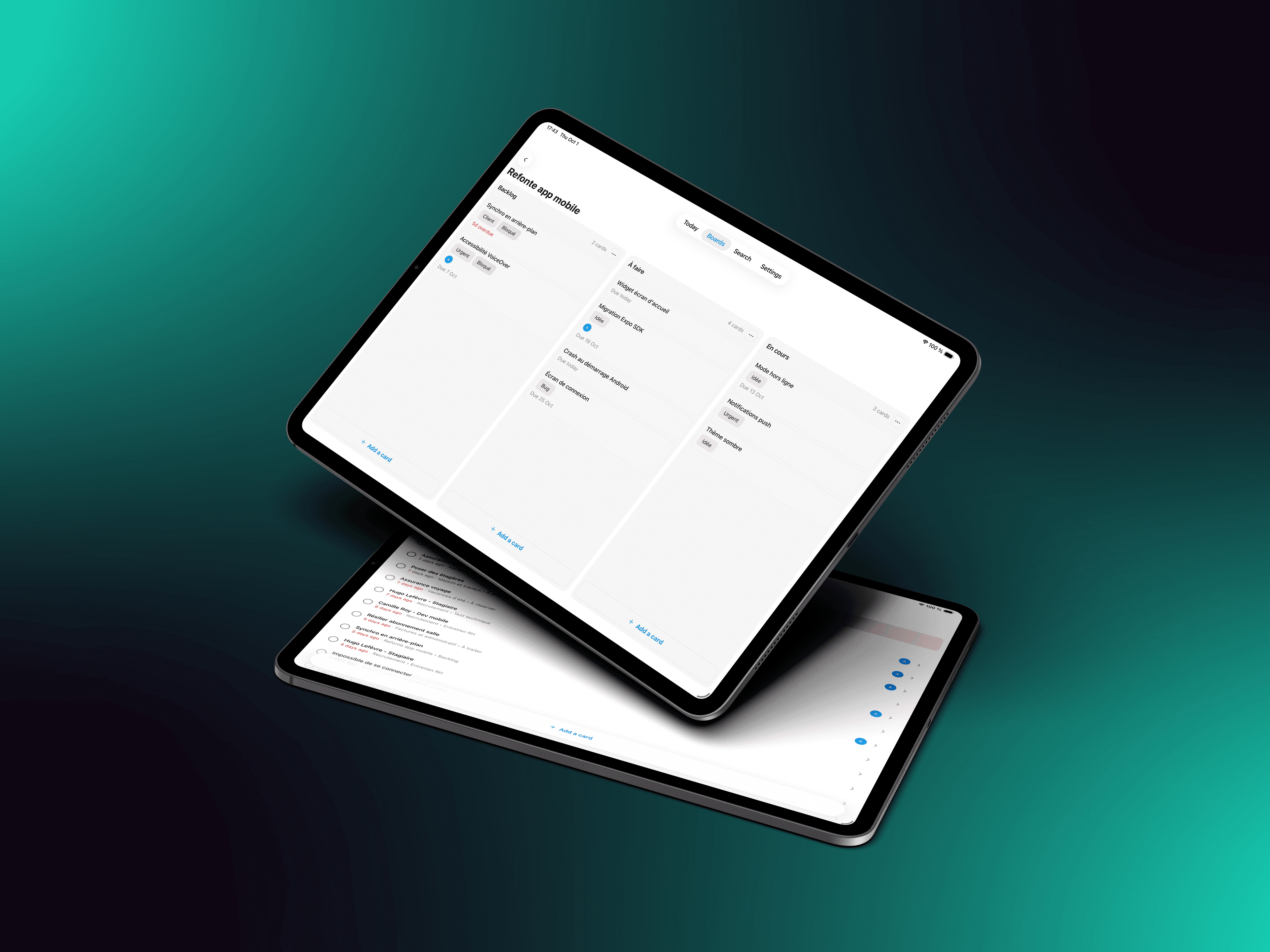 Nextcloud Deck Mobile - Tableau kanban sur iPad